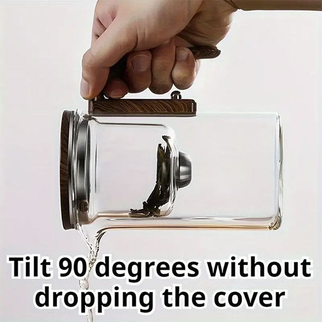 ITechjoy 17.58oz Clear Glass Teapot with Infuser – Elegant Design with Wooden Handle, Perfect for Blooming & Fruit Teas