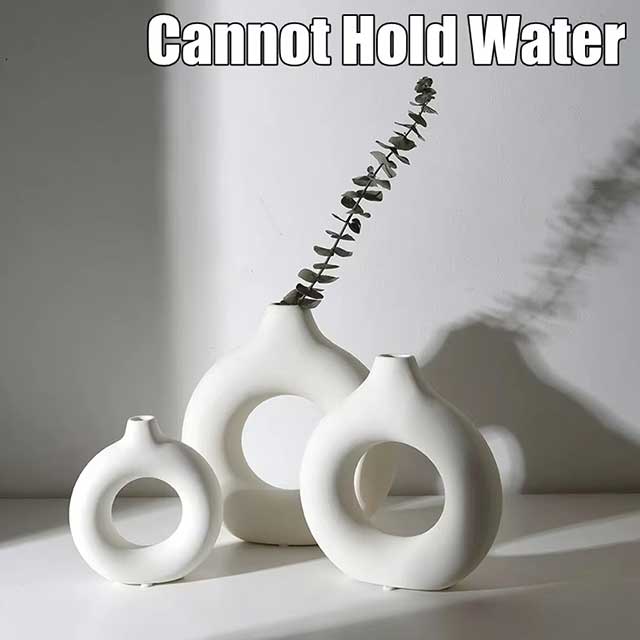 Imitation Ceramic White Donut Vase – Minimalist Flowerpot for Single Branch Arrangement & Table Decoration