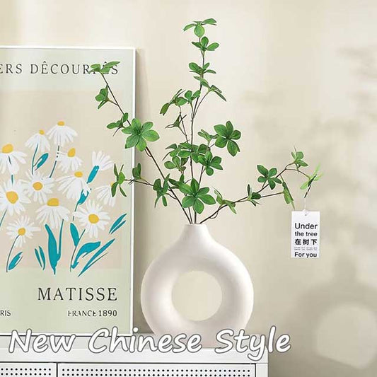Imitation Ceramic White Donut Vase – Minimalist Flowerpot for Single Branch Arrangement & Table Decoration