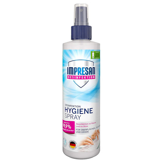 Impresan Hygiene Spray Disinfectant Pump Spray 3531 – 1-Pack 0.25L Surface Sanitizer &amp; CleanerThis title includes key descriptors (hygiene spray, disinfectant, pump spray, 3531), package details, and usage benefits (surface sanitizer &amp; cleaner) to enhance SEO visibility.