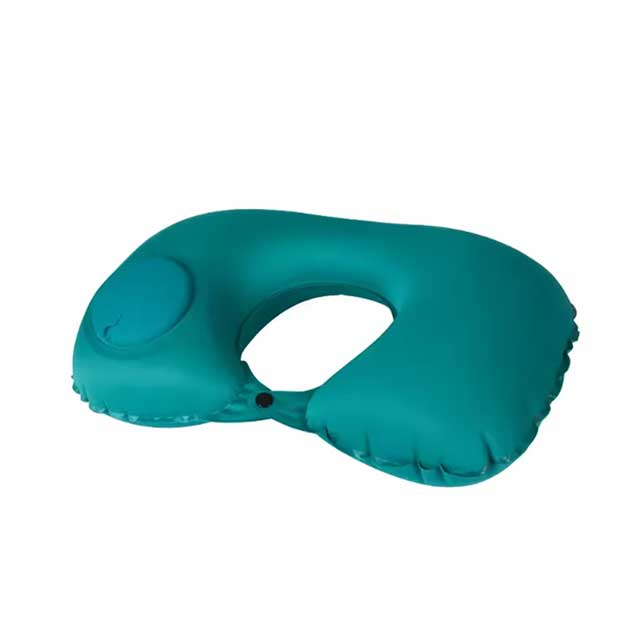 Inflatable U-Shaped Travel Neck Pillow with Push Button – Portable Neck Support Cushion for Office, Home & Airplane Travel | Compact Pillow Kit with Free Travel Pipes