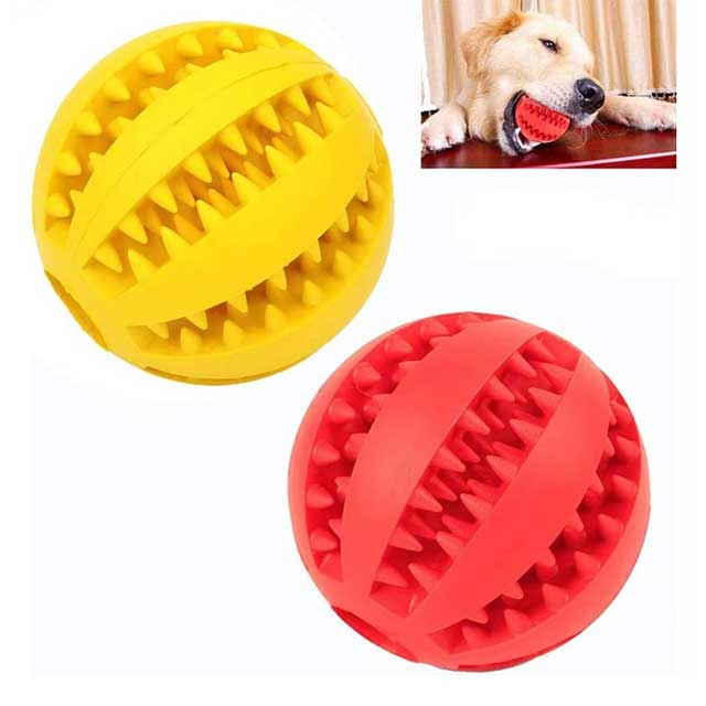 Interactive Dog Ball Toy – Elastic Rubber Chew Toy for Small Dogs, Puppy Tooth Cleaning & Treat Dispensing Ball