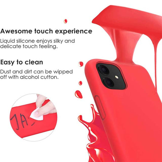 JASBON iPhone 11 Silicone Case – Shockproof Gel Rubber Drop Protection, 6.1-Inch Cover for 2019 iPhone 11 (Red)