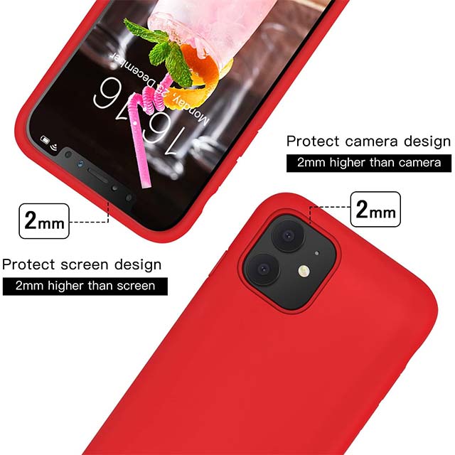 JASBON iPhone 11 Silicone Case – Shockproof Gel Rubber Drop Protection, 6.1-Inch Cover for 2019 iPhone 11 (Red)