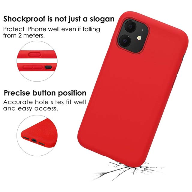 JASBON iPhone 11 Silicone Case – Shockproof Gel Rubber Drop Protection, 6.1-Inch Cover for 2019 iPhone 11 (Red)