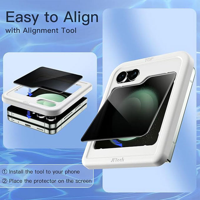 JETech Samsung Galaxy Z Flip 5 Front Privacy Screen Protector – Anti-Spy Tempered Glass Film with Easy Install Tool, Case-Friendly, 2-Pack