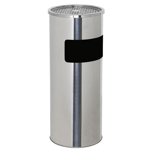 JM&T Stainless Steel Ashtray Garbage Trash Can - 4.8 Gallon (18L) Zinc Plated Outdoor Commercial Waste Container with Removable Recycle Bin