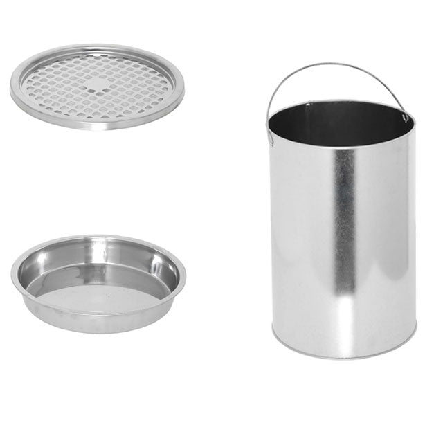 JM&T Stainless Steel Ashtray Garbage Trash Can - 4.8 Gallon (18L) Zinc Plated Outdoor Commercial Waste Container with Removable Recycle Bin