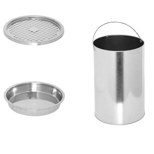 JM&T Stainless Steel Ashtray Garbage Trash Can - 4.8 Gallon (18L) Zinc Plated Outdoor Commercial Waste Container with Removable Recycle Bin