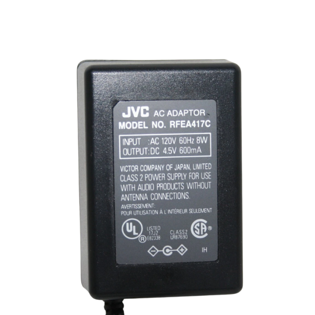JVC AC Adapter RFEA417C – 4.5V 600mA Power Supply Charger (Input 120V AC)