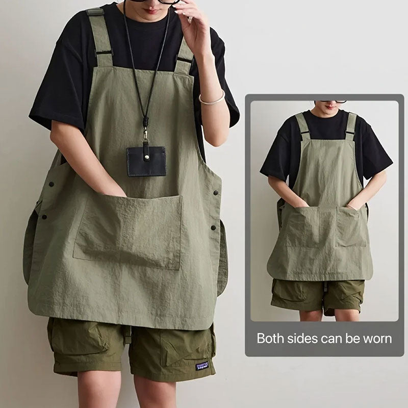 Japanese Waterproof Workwear Apron – Professional Unisex Apron for Barbers, Coffee Shops, and Outdoor Catering – Minimalist Kitchen Uniform