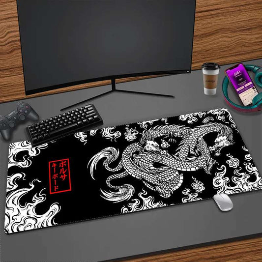 Japanese Dragon XXL Gaming Mouse Pad – Large Extended Desk Mat with HD Print – Non-Slip Rubber Base Keyboard Pad – High-Precision Office & PC Gaming Accessories