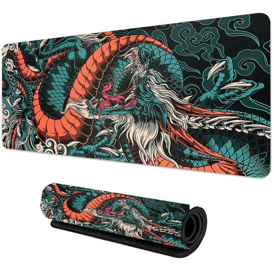 Japanese Dragon XXL Gaming Mouse Pad – Large Extended Desk Mat with HD Print – Non-Slip Rubber Base Keyboard Pad – High-Precision Office & PC Gaming Accessories