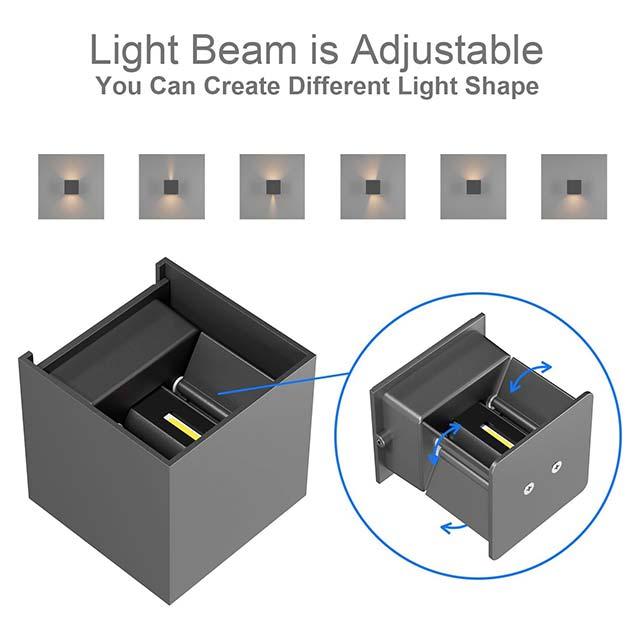 K-Bright 7 W Indoor – Outdoor Wall Light with Adjustable Beam Angle LED Wall Lights 3000 K Warm White Waterproof IP65 Wall Light for Living Room, Bedroom
