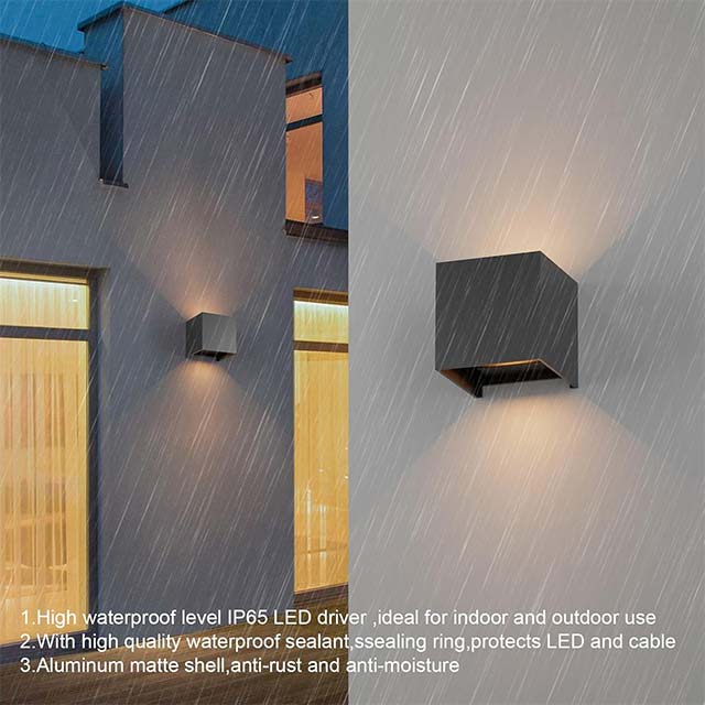 K-Bright 7 W Indoor – Outdoor Wall Light with Adjustable Beam Angle LED Wall Lights 3000 K Warm White Waterproof IP65 Wall Light for Living Room, Bedroom