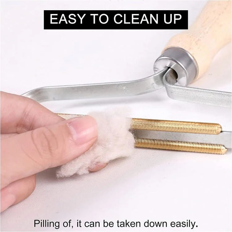 Portable Pet Hair Remover Roller – Reusable Metal Lint Remover with Wooden Handle for Furniture, Carpets, Clothes & Pet Fur