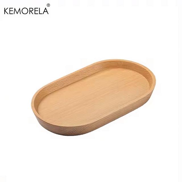 KEMORELA Japanese-Style Solid Wood Round Dessert Plate – Elegant Wooden Tray for Snacks, Dried Fruits & More
