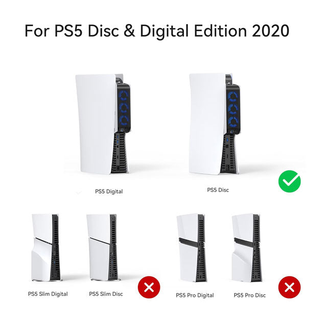 KIWIHOME Upgraded PS5 Quiet Cooler Fan – Ultra-Silent Auto Speed LED Cooling &amp; Controller USB Port for Disc/Digital Edition 2020