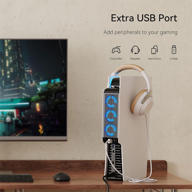 KIWIHOME Upgraded PS5 Quiet Cooler Fan – Ultra-Silent Auto Speed LED Cooling &amp; Controller USB Port for Disc/Digital Edition 2020