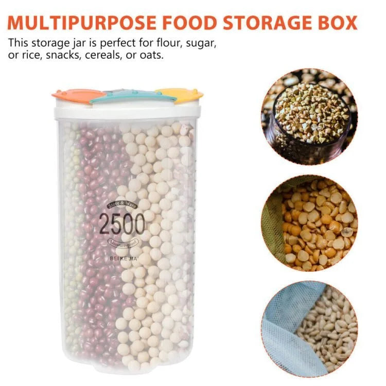 Récipient de Conservation Alimentaire Transparent Hermétique avec Couvercle – Pot de Rangement de Cuisine Sans BPA pour Céréales, Farine, Riz et Aliments Secs (2000ml / 2500ml / 3000ml)