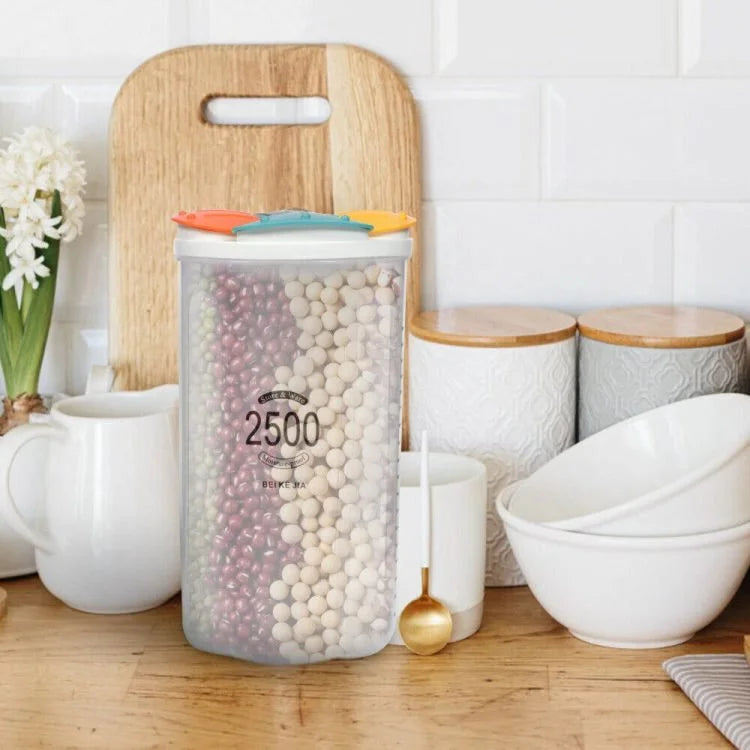 Récipient de Conservation Alimentaire Transparent Hermétique avec Couvercle – Pot de Rangement de Cuisine Sans BPA pour Céréales, Farine, Riz et Aliments Secs (2000ml / 2500ml / 3000ml)