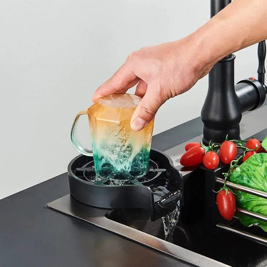 360° Rotating Cup Washer for Kitchen Sink – Manual Glass Rinser & Mug Cleaner for Cups, Bottles, Wine Glasses and Coffee Mugs