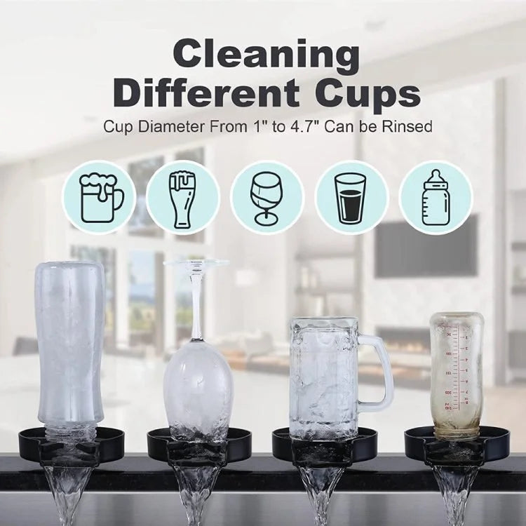 360° Rotating Cup Washer for Kitchen Sink – Manual Glass Rinser & Mug Cleaner for Cups, Bottles, Wine Glasses and Coffee Mugs