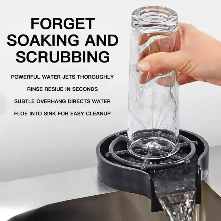 360° Rotating Cup Washer for Kitchen Sink – Manual Glass Rinser & Mug Cleaner for Cups, Bottles, Wine Glasses and Coffee Mugs