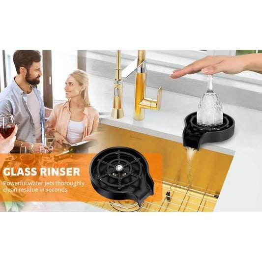 360° Rotating Cup Washer for Kitchen Sink – Manual Glass Rinser & Mug Cleaner for Cups, Bottles, Wine Glasses and Coffee Mugs
