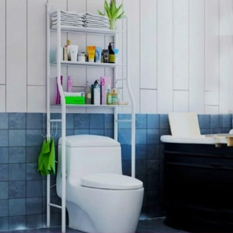 Over Toilet Storage Rack – 3 Tier Bathroom Organizer Shelf with Hooks for Space Saving Storage