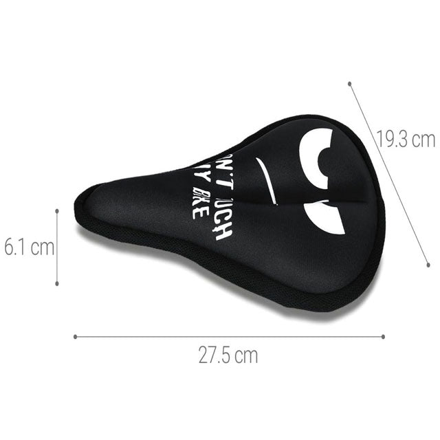 KWMOBILE Gel Bike Seat Cover – Gel Bicycle Saddle Cushion with Protective Padding for Men &amp; Women – Ideal for Indoor/Outdoor Cycling, Cruiser &amp; Mountain Bikes – "Don't Touch My Bike" (White/Black)