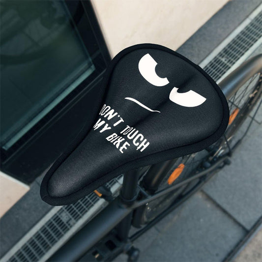 KWMOBILE Gel Bike Seat Cover – Gel Bicycle Saddle Cushion with Protective Padding for Men &amp; Women – Ideal for Indoor/Outdoor Cycling, Cruiser &amp; Mountain Bikes – "Don't Touch My Bike" (White/Black)