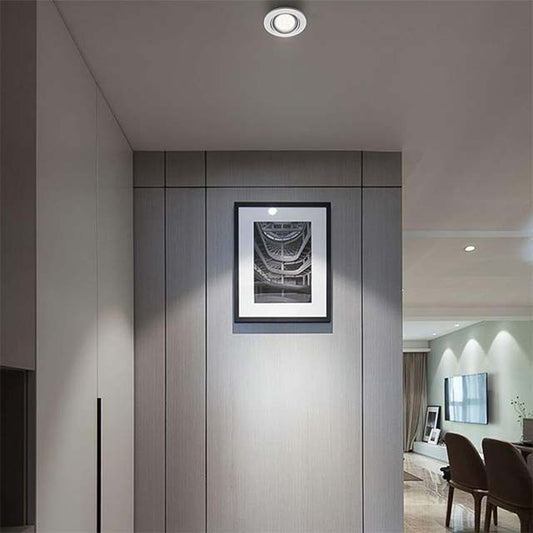 KYOTECH GU10 Recessed Spotlight Mounting Frame – 68mm Hole, 90mm White Ceiling Fixture with Swivelling GU10 Socket (LED/Halogen, IP23)