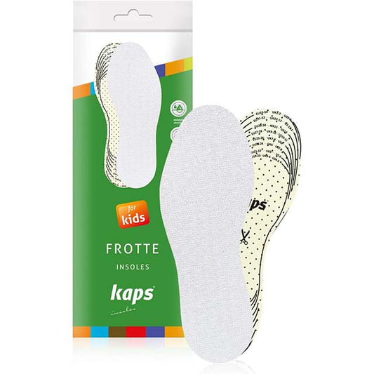 Kaps Frotte Kids European Extra Comfortable Shoe Insoles – Shock &amp; Sweat Absorbing Terry Cloth, Custom Cut-to-Fit Replacement/Add-On Soles for Kids