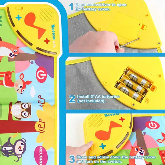 Kids Musical Piano Mat 80×30cm – Baby Floor Keyboard Dance Mat with 8 Animal Sounds