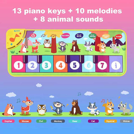 Kids Musical Piano Mat 80×30cm – Baby Floor Keyboard Dance Mat with 8 Animal Sounds