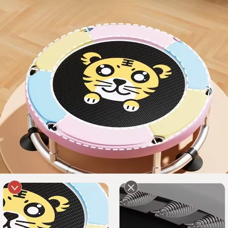 Kids' Indoor Trampoline with Safety Enclosure Net & Slide – 3-in-1 Home Fitness & Play Center – Durable Stainless Steel Frame Mini Jumper for Toddlers and Children – Model 985