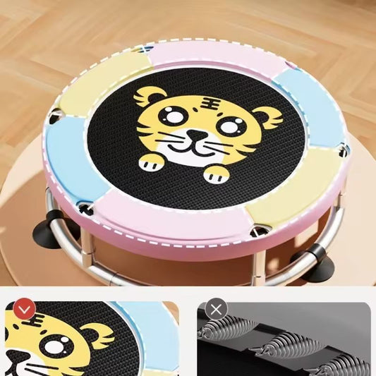 Kids' Indoor Trampoline with Safety Enclosure Net & Slide – 3-in-1 Home Fitness & Play Center – Durable Stainless Steel Frame Mini Jumper for Toddlers and Children – Model 985