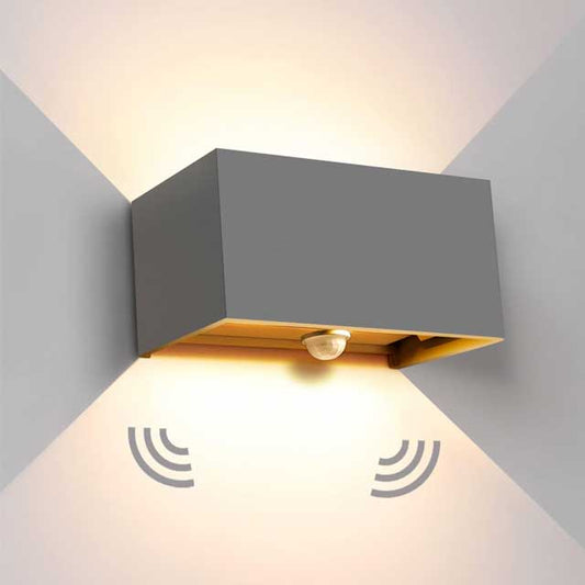 Kingwei 20 W Outdoor Wall Light with Motion Sensor, Wall Lighting, 3000 K Auto On/Off, Adjustable Beam Angle, Wall Light Up Down Design, Grey