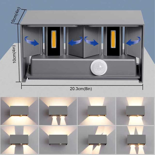 Kingwei 20 W Outdoor Wall Light with Motion Sensor, Wall Lighting, 3000 K Auto On/Off, Adjustable Beam Angle, Wall Light Up Down Design, Grey