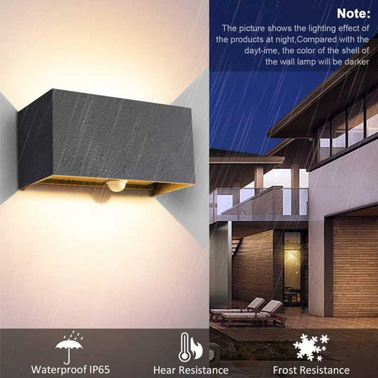 Kingwei 20 W Outdoor Wall Light with Motion Sensor, Wall Lighting, 3000 K Auto On/Off, Adjustable Beam Angle, Wall Light Up Down Design, Grey