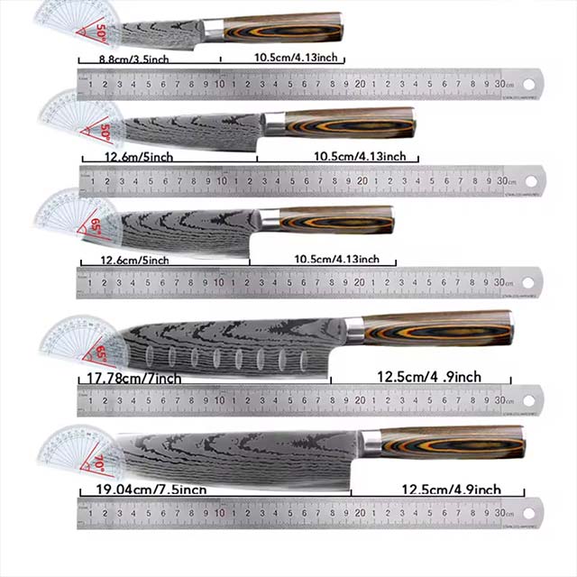 Japanese Chef Knife – 7CR17 440C High Carbon Stainless Steel Imitation Damascus Sanding Laser Kitchen Knife