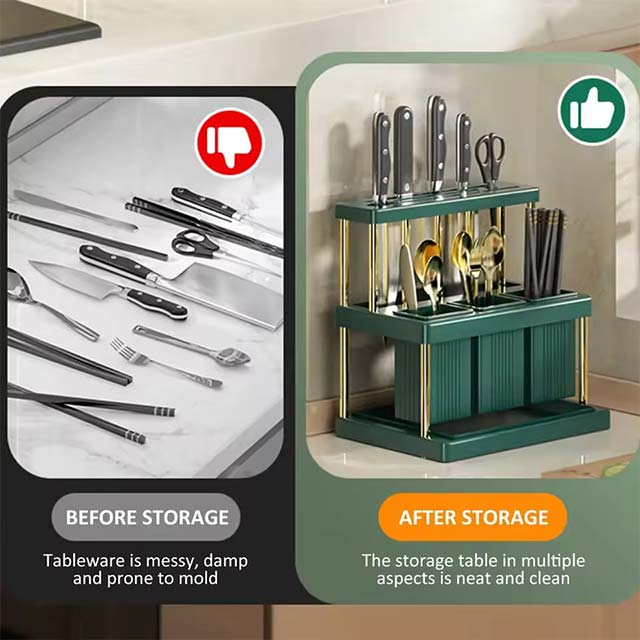 Multi-Functional Kitchen Knife Holder – Space-Saving Cutlery & Utensil Drainer Rack