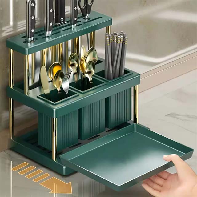 Multi-Functional Kitchen Knife Holder – Space-Saving Cutlery & Utensil Drainer Rack