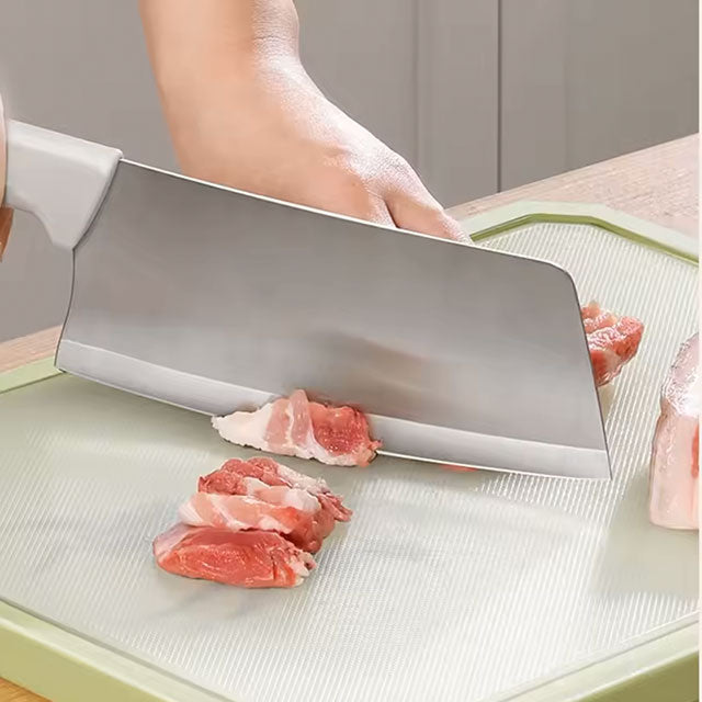 Kitchen Knife Set with Holder – Includes Chef Knife, Cleaver, Steak Knife, Scissors & Peeler – Forged Blades with Durable Plastic Handles for Meat, Fruit & More