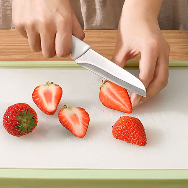 Kitchen Knife Set with Holder – Includes Chef Knife, Cleaver, Steak Knife, Scissors & Peeler – Forged Blades with Durable Plastic Handles for Meat, Fruit & More