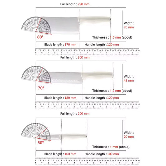 Kitchen Knife Set with Holder – Includes Chef Knife, Cleaver, Steak Knife, Scissors & Peeler – Forged Blades with Durable Plastic Handles for Meat, Fruit & More