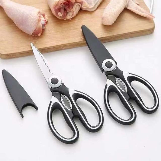 Professional Multi-Purpose Kitchen Scissors – Stainless Steel Sharp Blades with Cover & Bottle Opener for Cutting Meat, Poultry, Vegetables, Bones & Herbs