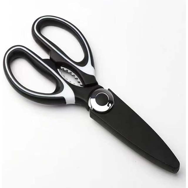 Professional Multi-Purpose Kitchen Scissors – Stainless Steel Sharp Blades with Cover & Bottle Opener for Cutting Meat, Poultry, Vegetables, Bones & Herbs