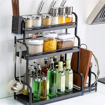 Stainless Steel Multi-Tier Spice Rack – Detachable Kitchen Countertop Organizer